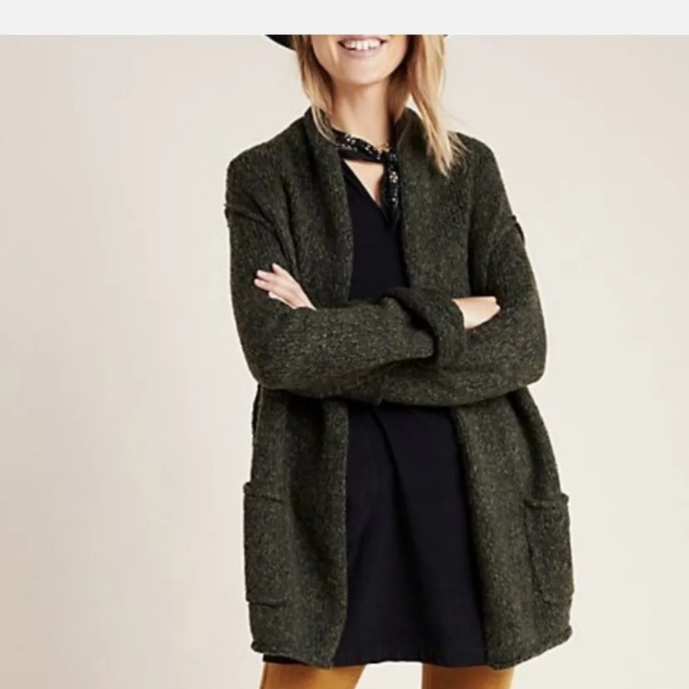 Anthropologie cardigan women's xs Josie sweaterGreen open marled knit cardigan